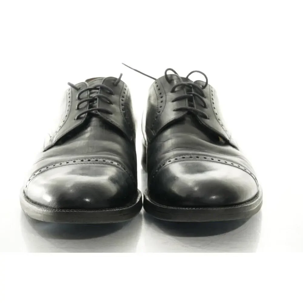 Johnston And Murphy Cap Toe Black Leather Oxfords Men's Sz 8.5M Shoes